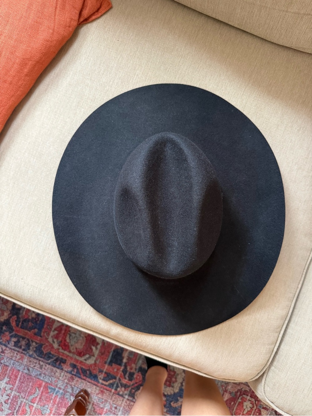 Aritzia Black Wide-Brim Wool Fedora